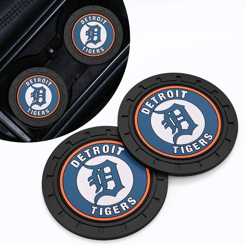 EMIJOY Tigers Car Cup Holder Coasters for Baseball Fans,Detroit Tigers Car Coasters for Vehicle Drink Holder,Baseball Stuffs Detroit Tigers Car Cup Holder Insert,Souvenir/Gifts for Baseball Fans,Car Cup Mat - Image 1